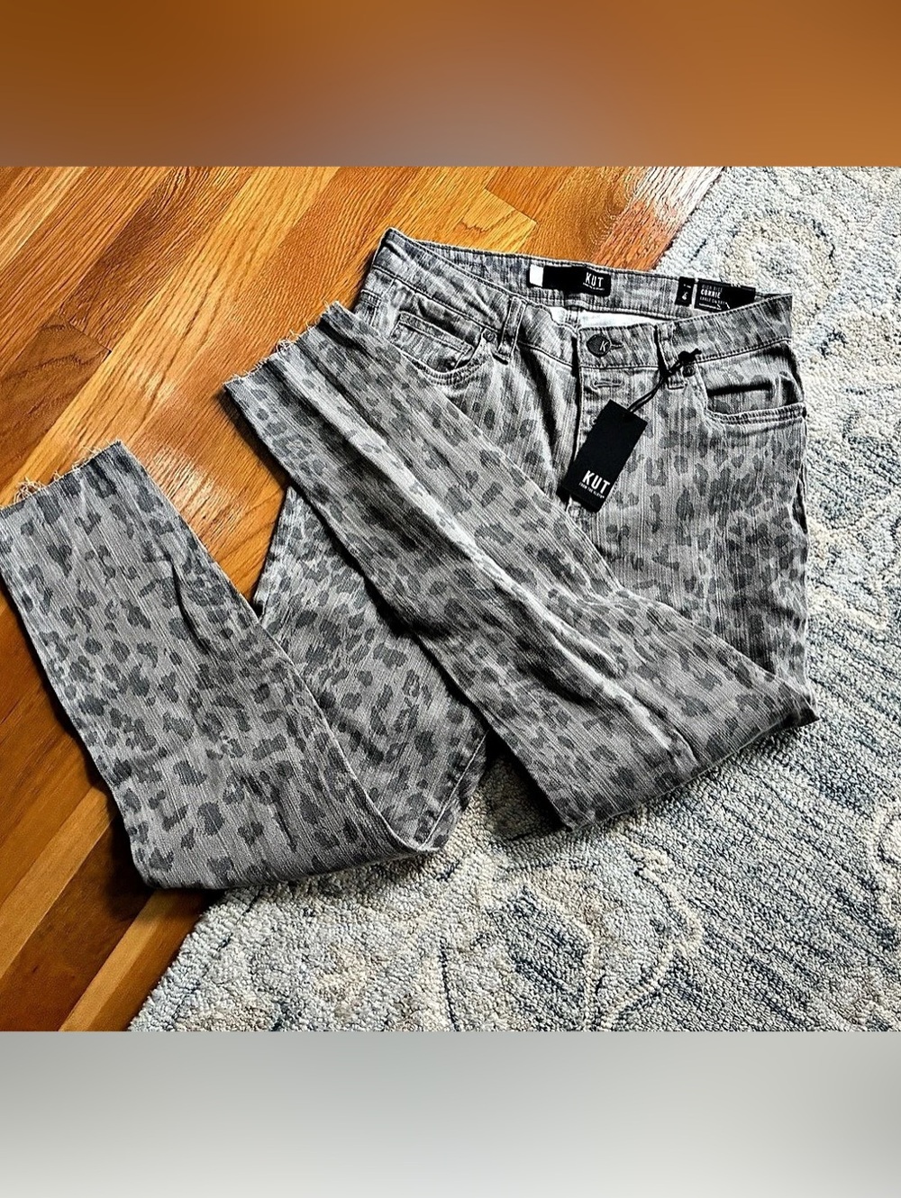 Kut from the kloth Animal Print high rise skinny Jeans Gray Size 6 NWT